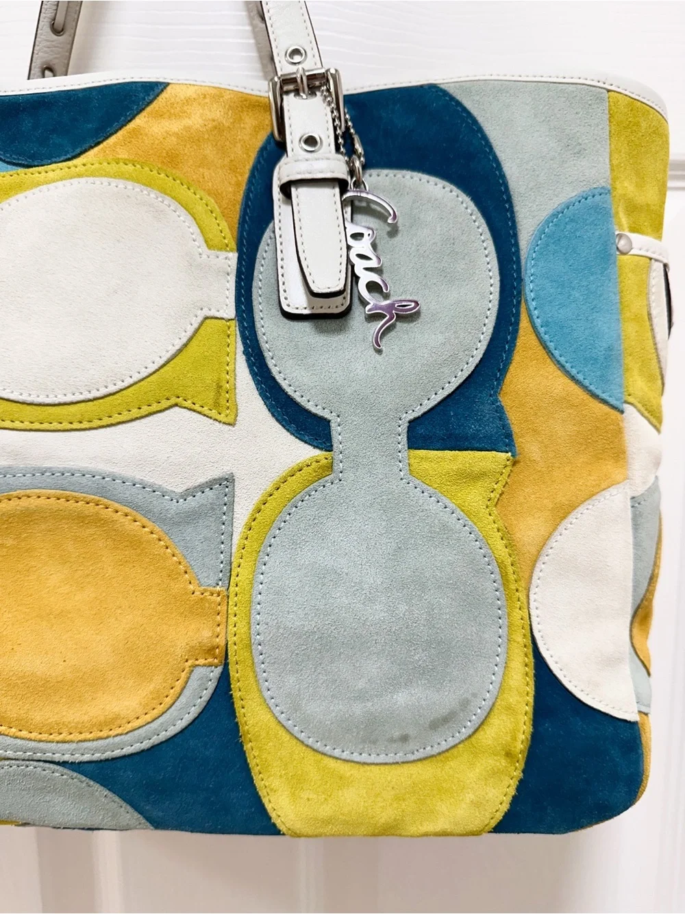 Coach Gallery Tote Optic Signature‎ Suede Patchwork Multicolor Bag Ltd Edition